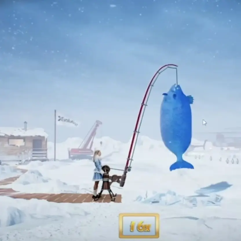 Blue fish in game interface